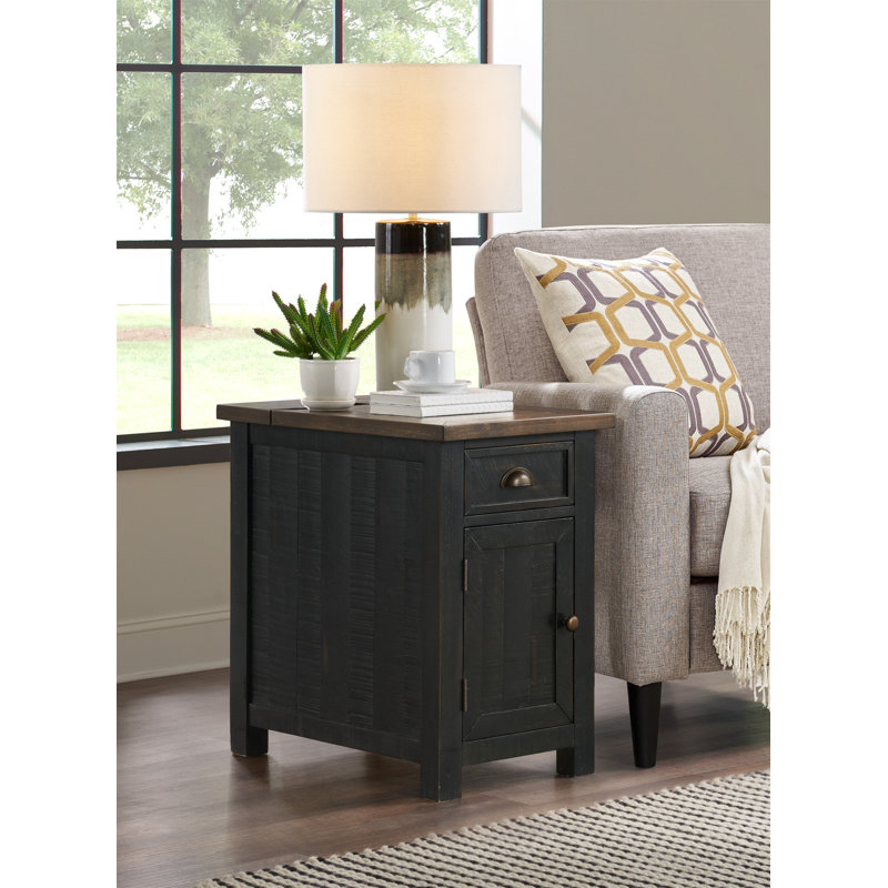 Gracie Oaks Risner 25'' Tall Solid Wood End Table with Storage and